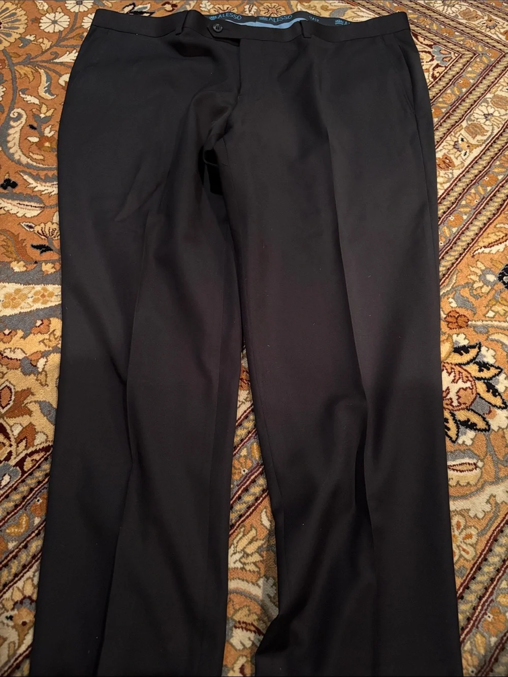 Men's Black Dress Trousers - Tailored Flat Front